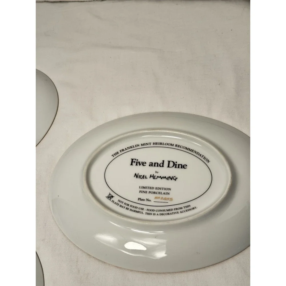Franklin Mint Dog Plate Set of 3 Three's A Crowd, Take Me Home, Five And‎ Dine